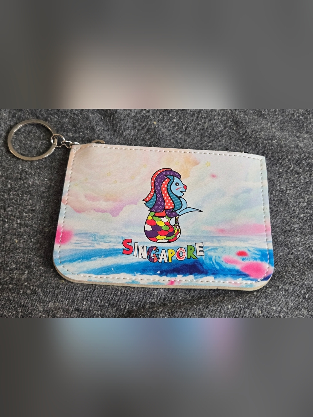 *3/20 Singapore Mermaid Keychain Card Holder Coin Purse Multicolor NWOT
